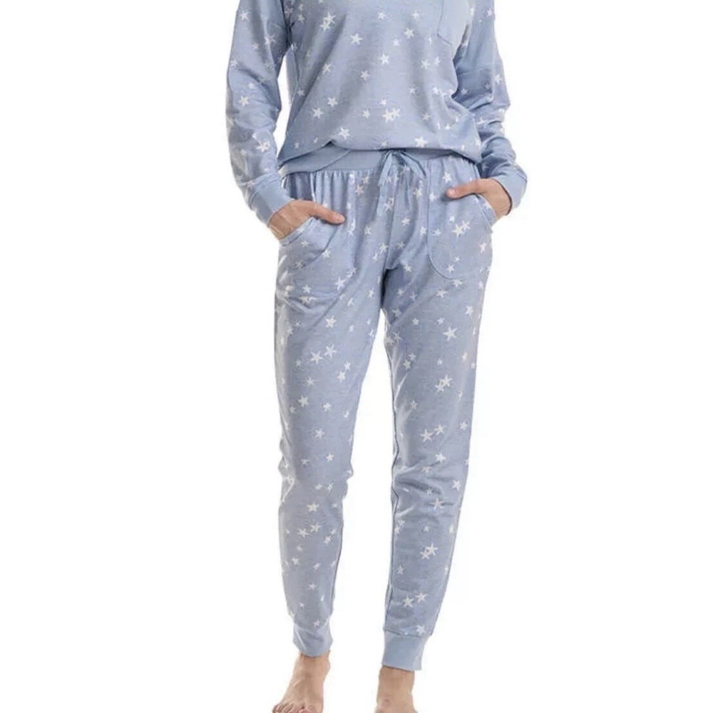 Splendid‎  2 Piece Lounge Set Pajamas Women's Size XL Knit Blue Stars Joggers